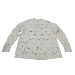 American Eagle Cream Open Knit Sweater XS Cottagecore Coastal Wool Blend